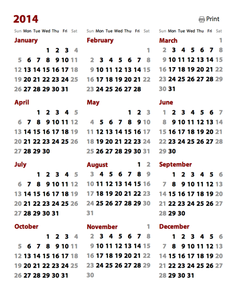 Year Calendar